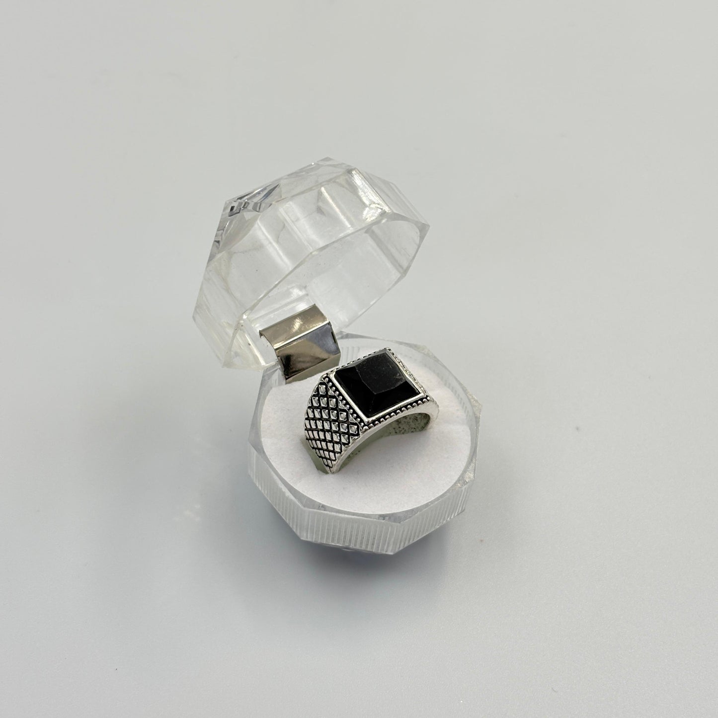 Mixed Retro Punk Black Enamel Square Rings for Men And Women MUVAYA