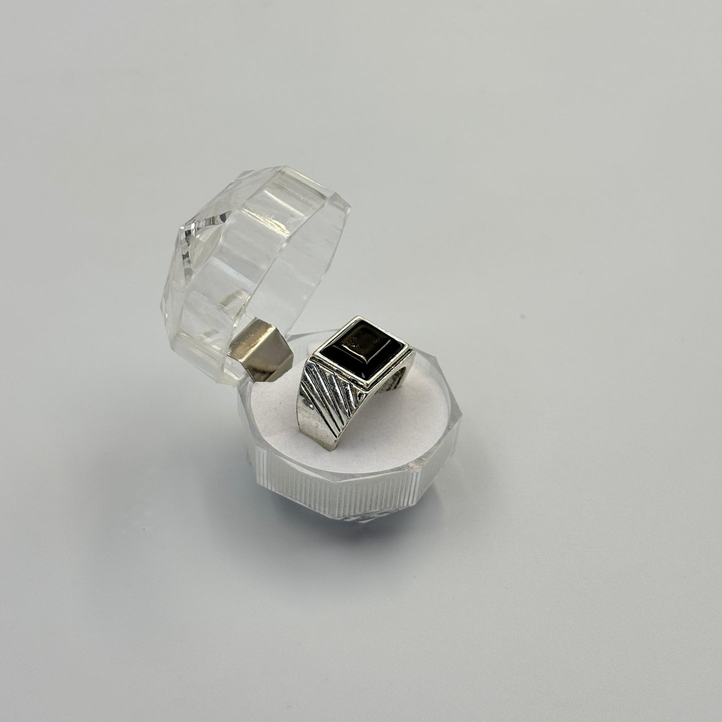 Mixed Retro Punk Black Enamel Square Rings for Men And Women MUVAYA