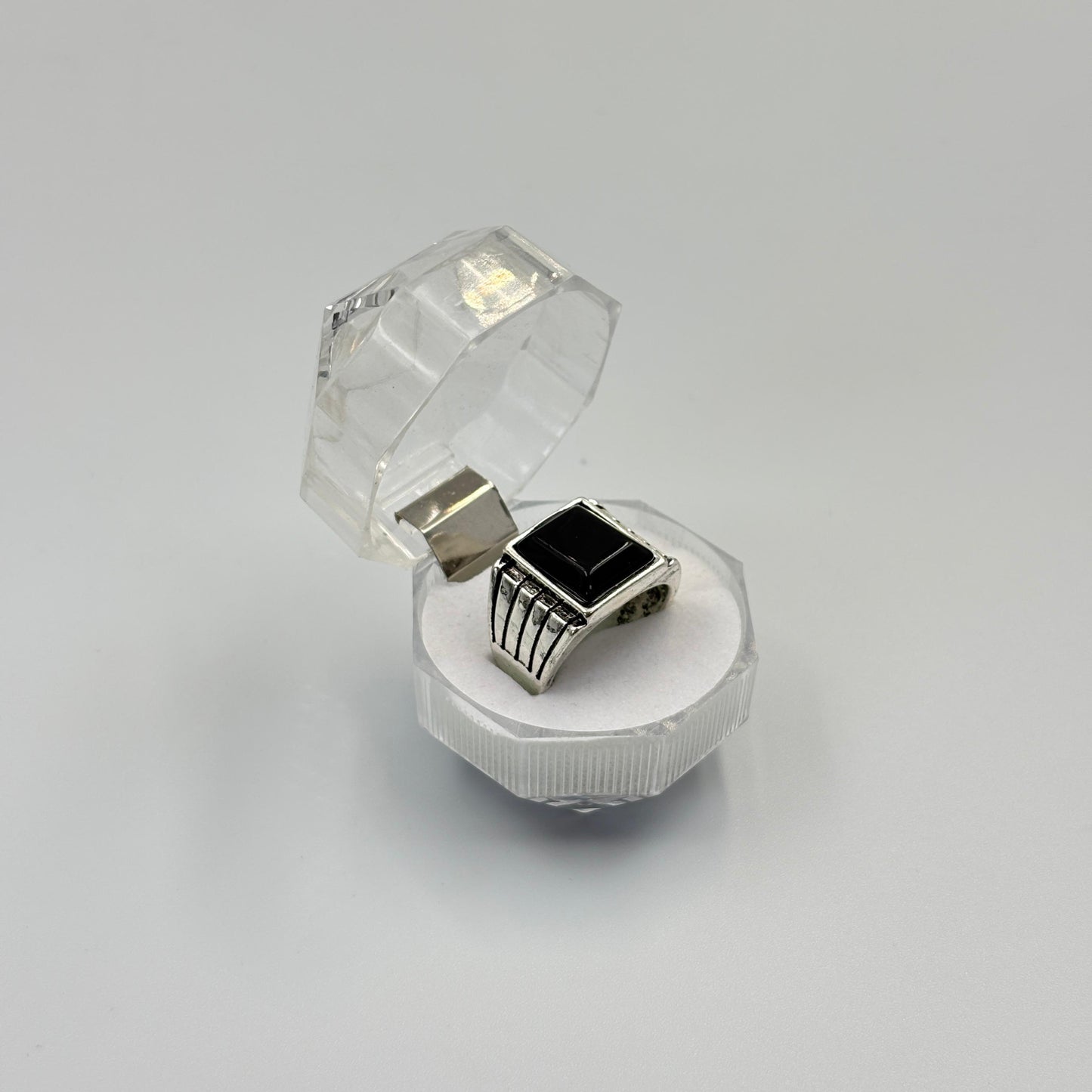 Mixed Retro Punk Black Enamel Square Rings for Men And Women MUVAYA