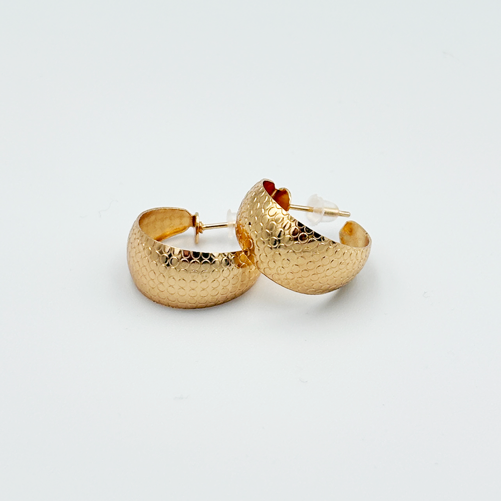 Gold Dimpled Hoop Earrings MUVAYA