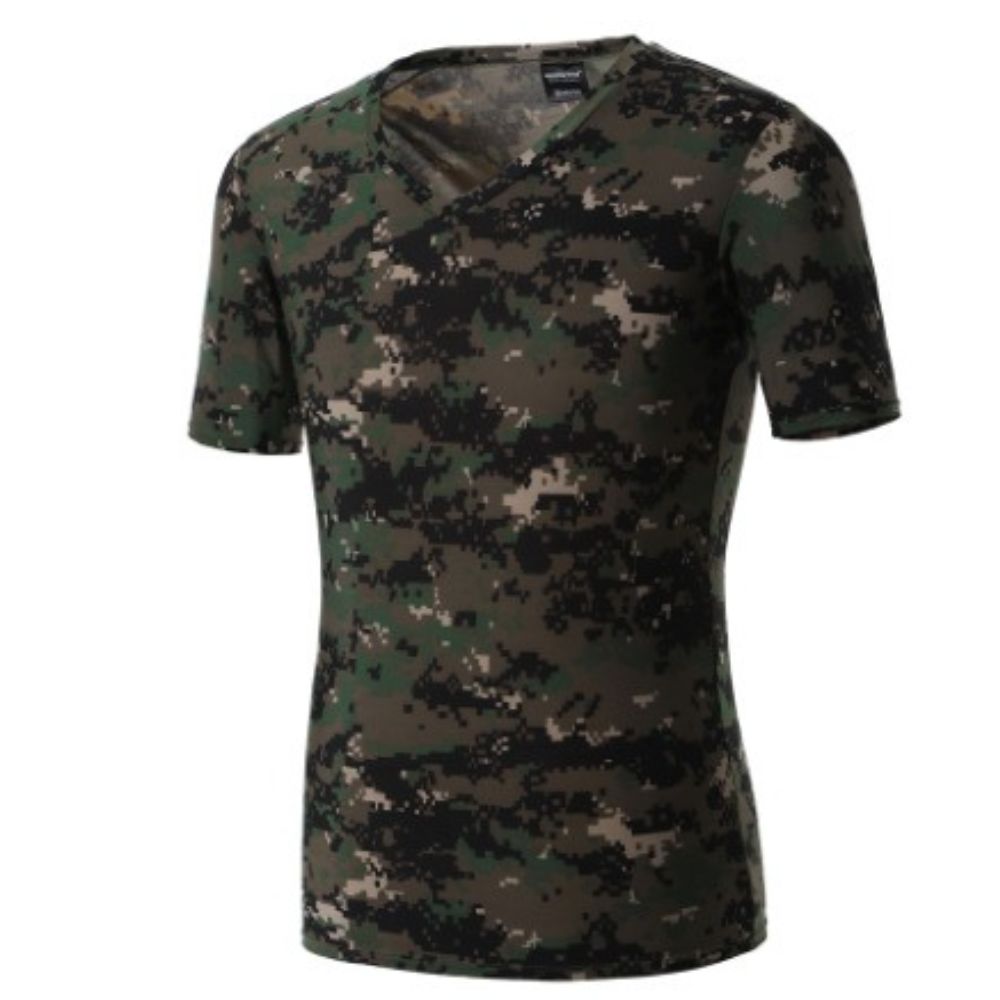 Men's Tactical V-Neck T-Shirt with UV Protection MUVAYA