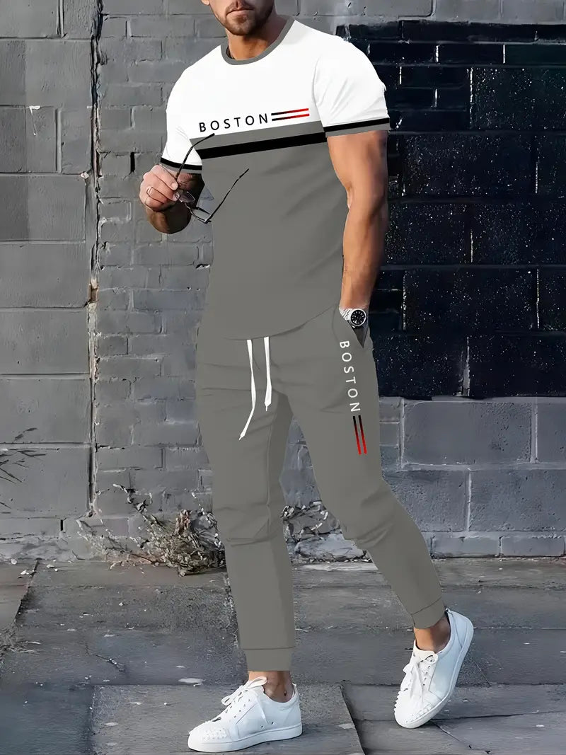 Men’s 3D Printed Casual T-Shirt and Pants Set MUVAYA