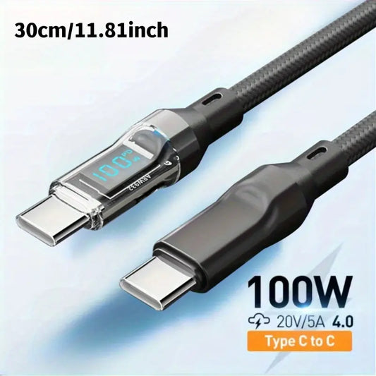 Ultra-Fast Charging Data Transfer Cable C to C with LED Display MUVAYA