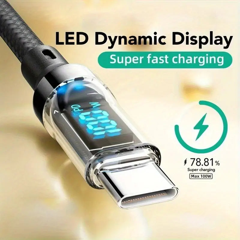 Ultra-Fast Charging Data Transfer Cable C to C with LED Display MUVAYA