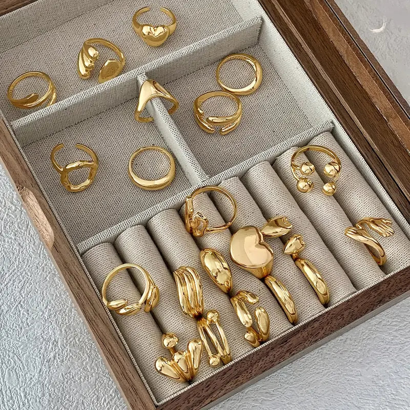 Set of 10 Women’s Stacking Rings with Geometric Designs MUVAYA