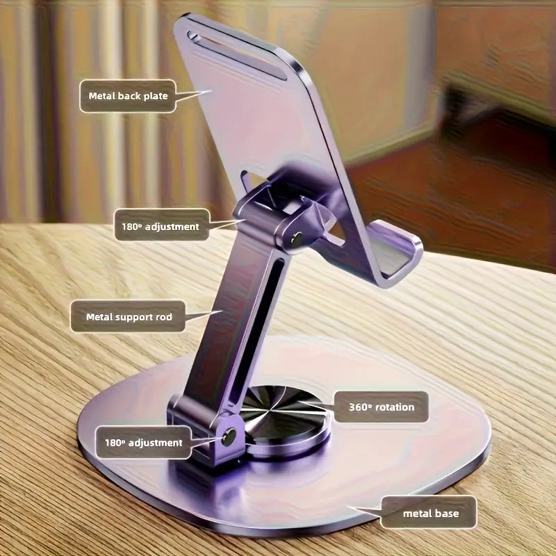 Metal Phone Holder with 360° Rotation Stand for Desk and Tabletop MUVAYA
