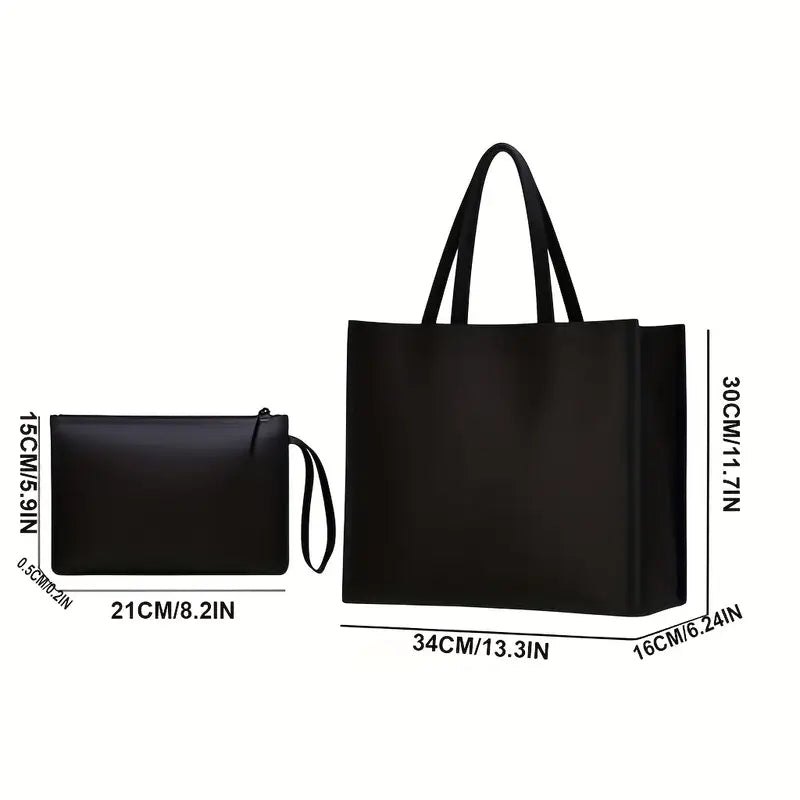 Chic Two-Piece Canvas Tote & Cosmetic Bag Set MUVAYA