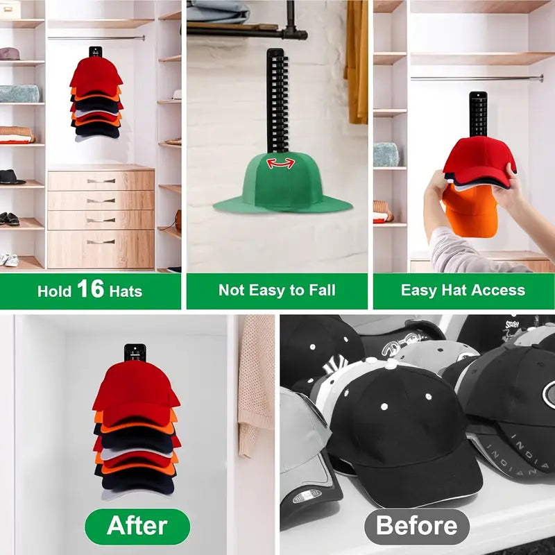 Wall-Mounted Cap Organizer - Holds 16 Hats MUVAYA