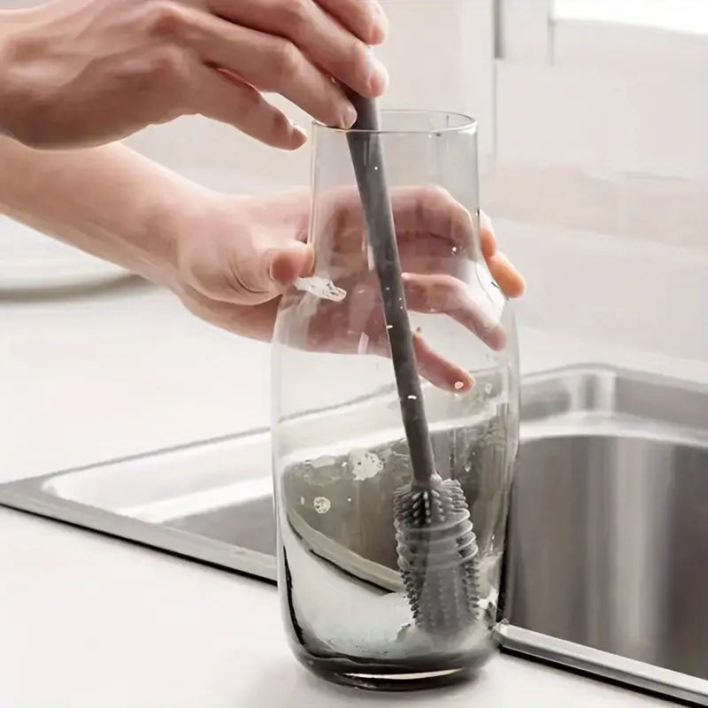 Versatile Long-Handled Silicone Brush for Cups and Bottles MUVAYA
