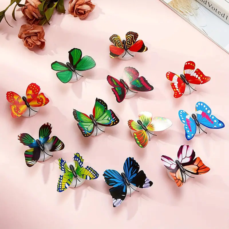 12pcs LED Butterfly Wall Stickers Multicolor 3D Color Changing Light MUVAYA