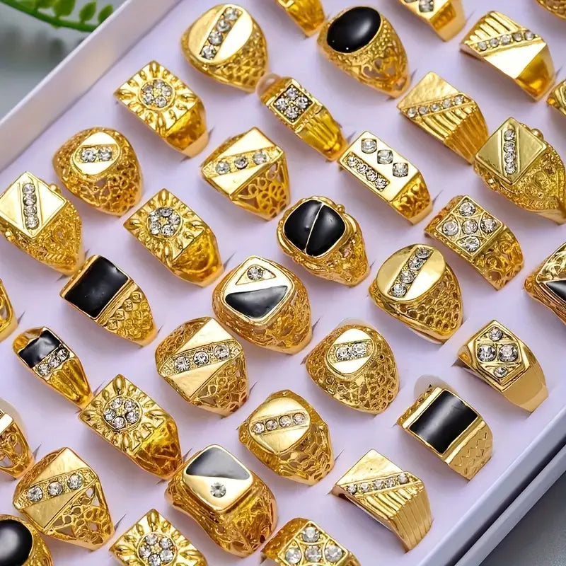 Mixed Retro Punk Black Enamel Square Rings for Men And Women MUVAYA