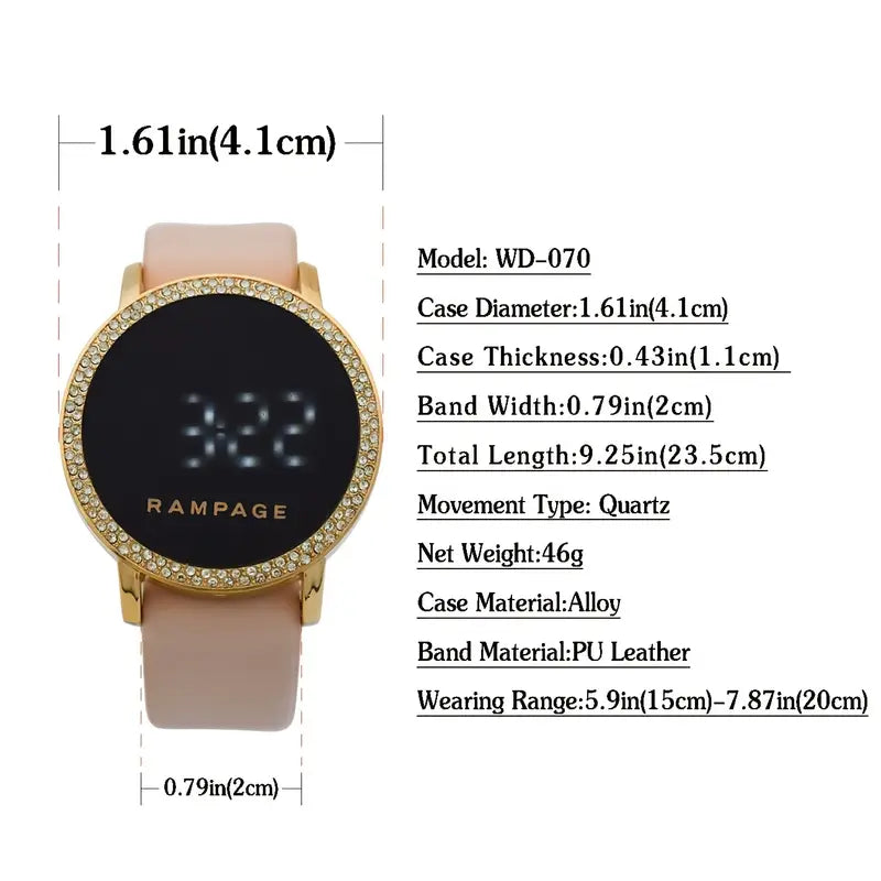 Round Smart Watch PU Leather Strap MUVAYA