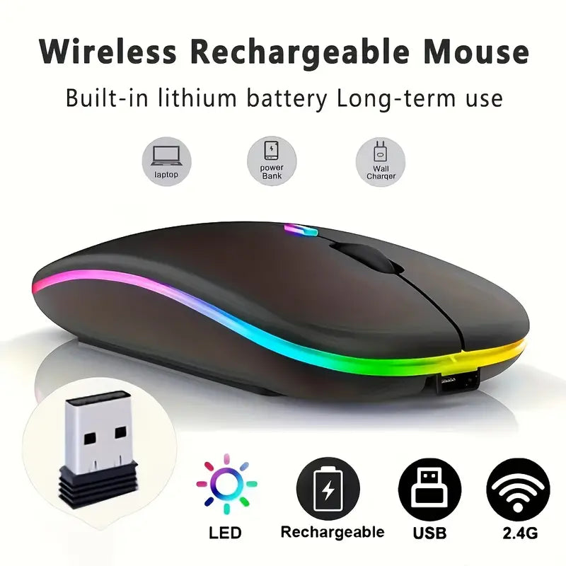 Wireless Gaming Mouse with Bluetooth 5.2 and USB-C Rechargeable Battery MUVAYA