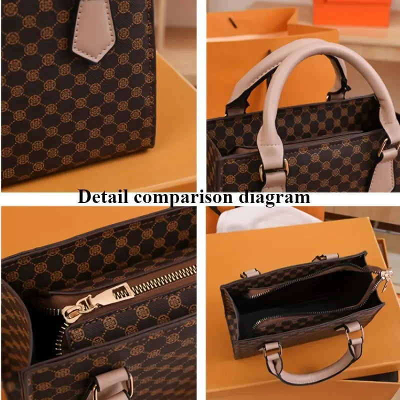Women's Vintage Geometric Print Crossbody Tote Bag MUVAYA