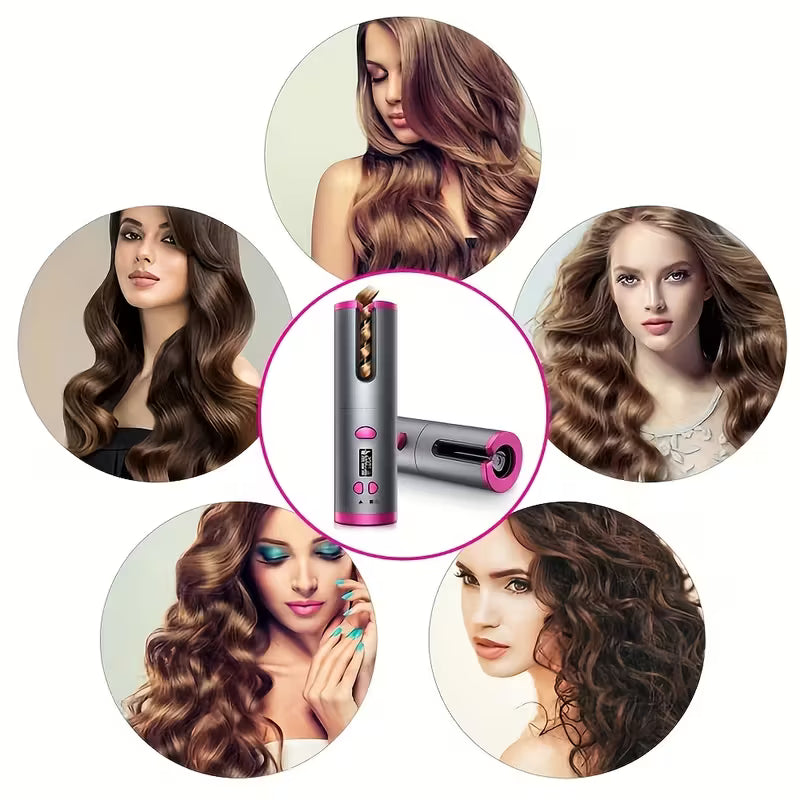 Automatic USB Rechargeable Curling Iron with LCD Display MUVAYA
