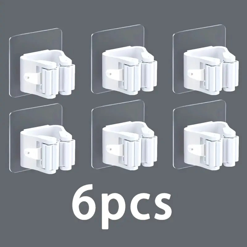 6pcs Wall-Mounted Mop and Broom Rack MUVAYA