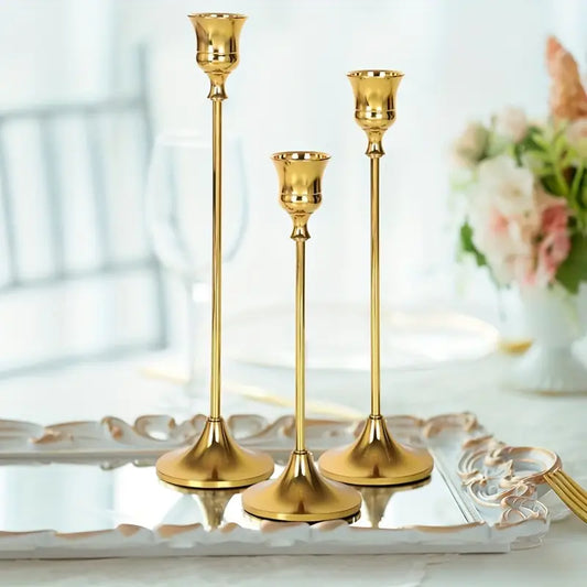 Set of 3 Elegant Candlesticks for Home Decor MUVAYA