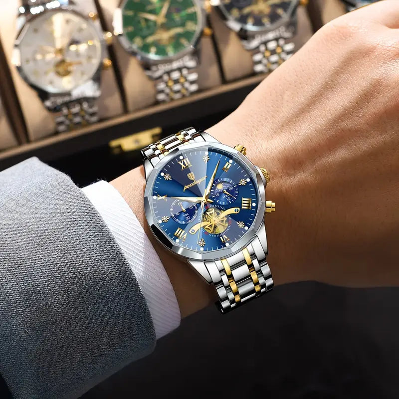 Men'S Luxury Steel Band Watch with Luminous Hands MUVAYA