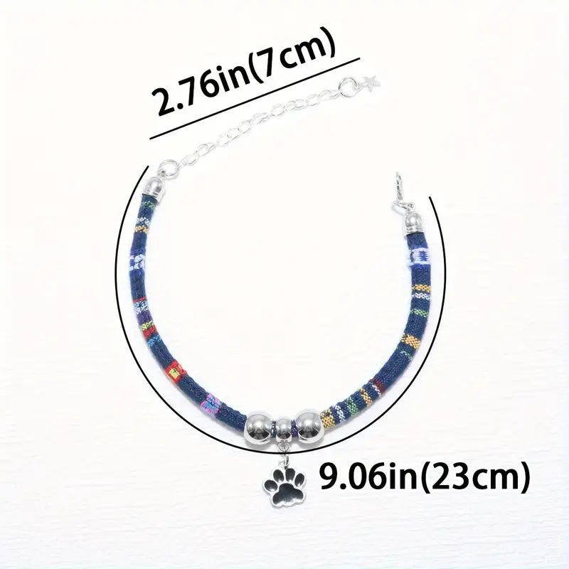 Nylon Pet Necklace with Colorful Paw Print MUVAYA