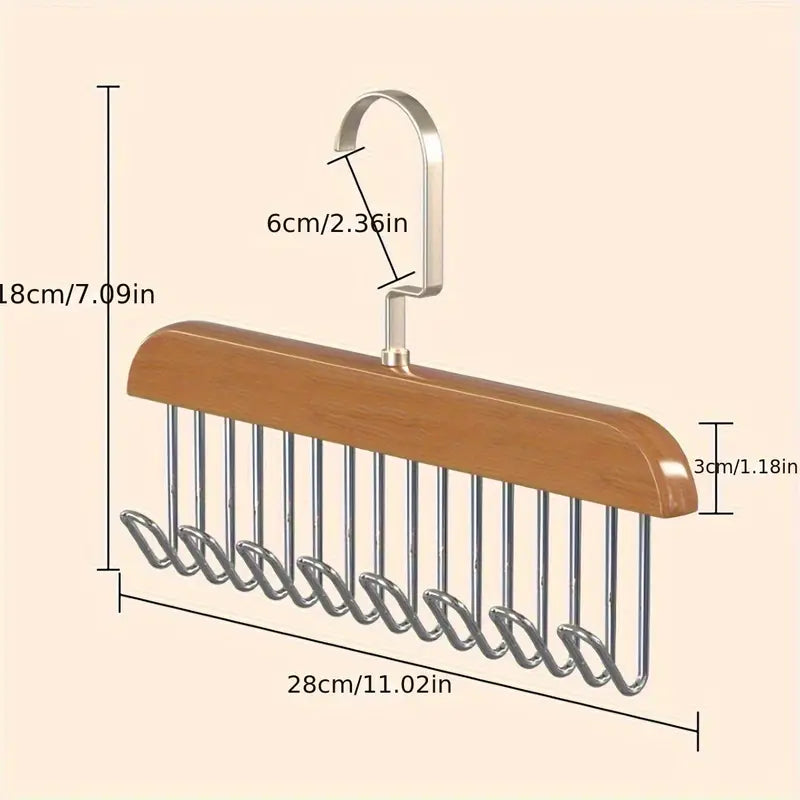 Premium Wooden Hanger with 8 Metal Hooks MUVAYA