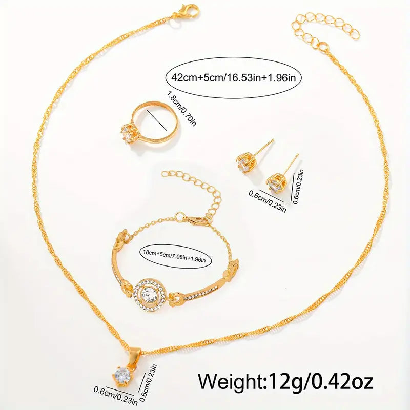 Round Elegant Luminous Quartz Watch with 5Pcs Jewelry Set MUVAYA