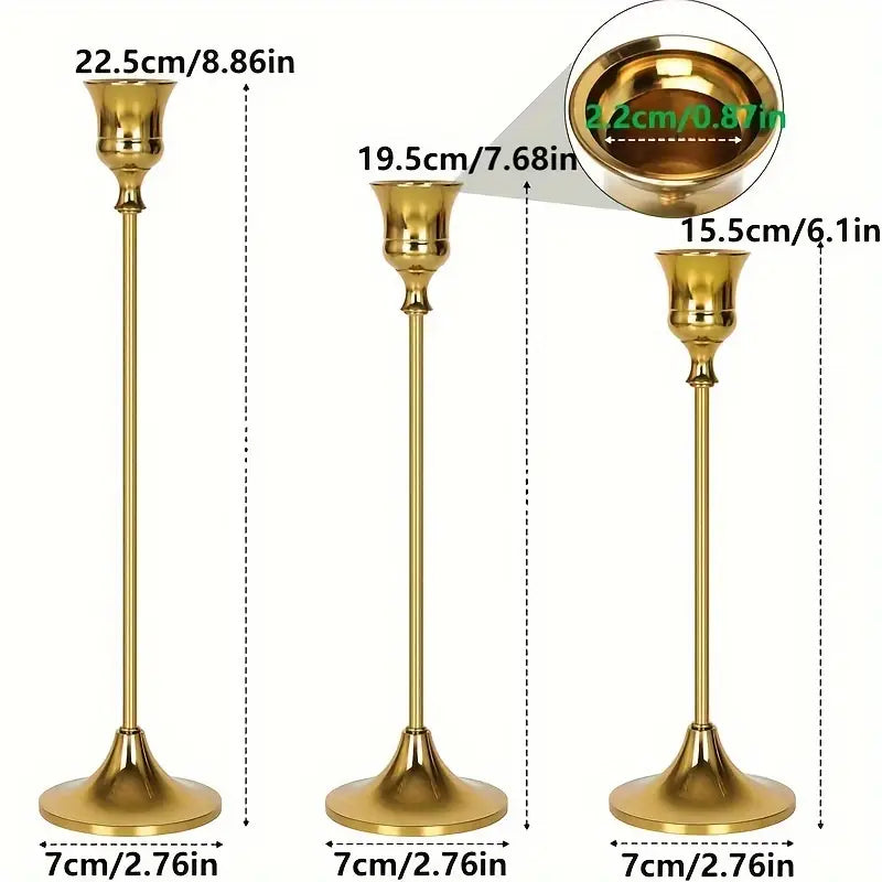 Set of 3 Elegant Candlesticks for Home Decor MUVAYA