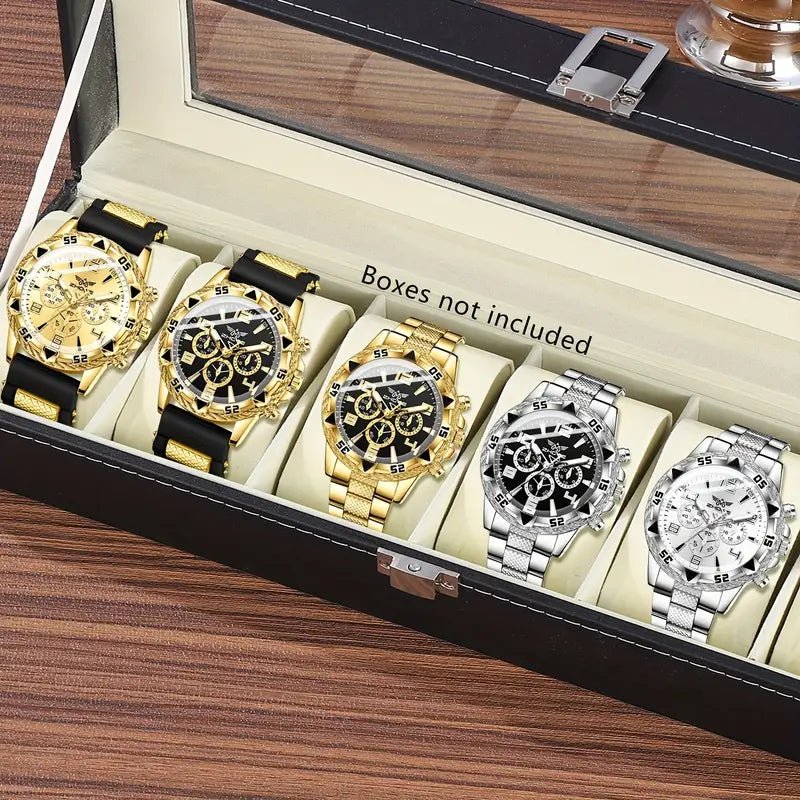 Men's Fashionable Simple Mixed Scale Three Eye Dial Quartz Watch - MUVAYA