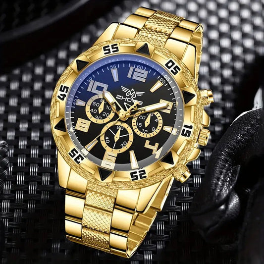 Men's Fashionable Simple Mixed Scale Three Eye Dial Quartz Watch - MUVAYA