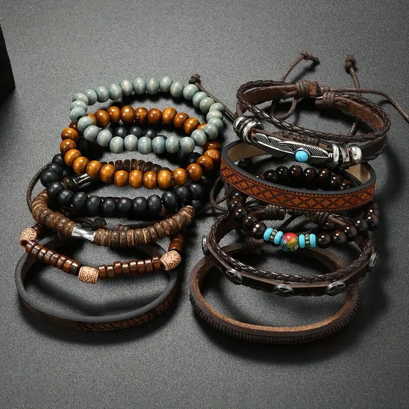 Turquoise Synthetic Cubic Synthetic Stone Bracelet Set 11 PCS - MUVAYA