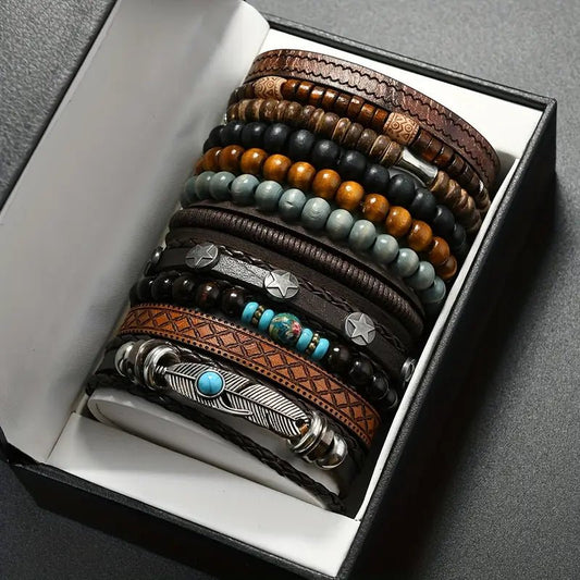 Turquoise Synthetic Cubic Synthetic Stone Bracelet Set 11 PCS - MUVAYA