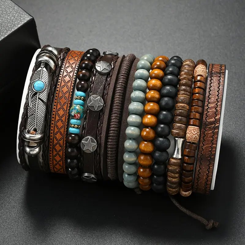 Turquoise Synthetic Cubic Synthetic Stone Bracelet Set 11 PCS - MUVAYA