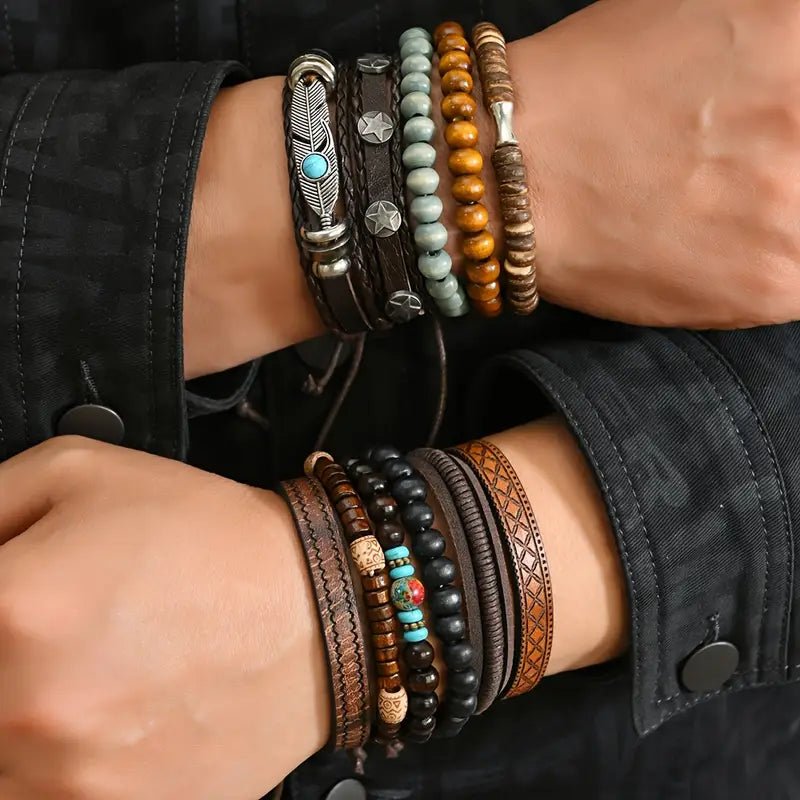 Turquoise Synthetic Cubic Synthetic Stone Bracelet Set 11 PCS - MUVAYA