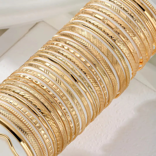 10pcs Vintage Golden Layered Bracelet Set for Women, MUVAYA