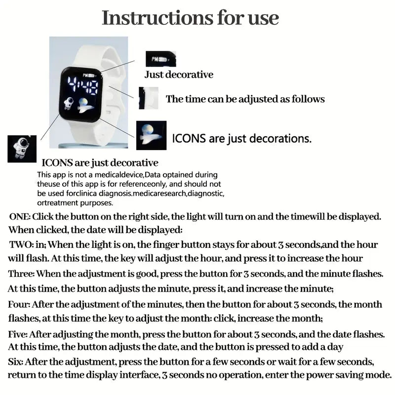 4pcs Women’s Sports Fashion Silicone Watch and Astronaut Bracelet Set MUVAYA