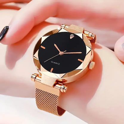 Women's Elegant Quartz Watch with Black Dial MUVAYA