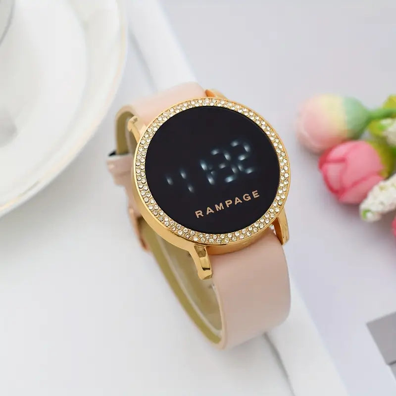 Round Smart Watch PU Leather Strap MUVAYA