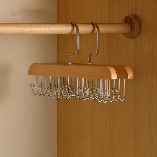 Premium Wooden Hanger with 8 Metal Hooks MUVAYA