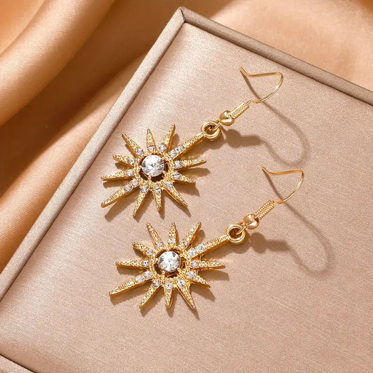 Elegant 4pcs Sun Pendant Jewelry Set with Rhinestones MUVAYA