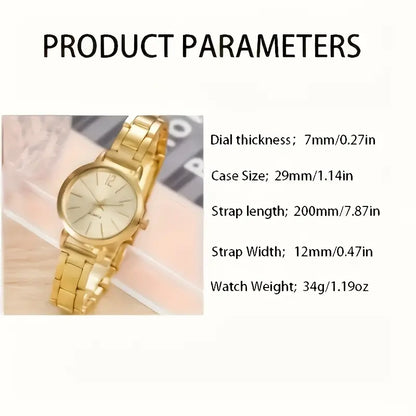 4pcs Golden Quartz Watch and Bracelet Set for Men & Women MUVAYA