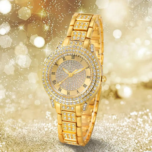 Round Elegant Luminous Quartz Watch with 5Pcs Jewelry Set MUVAYA