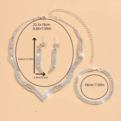4pcs Rhinestone Claw Chain Jewelry Set MUVAYA
