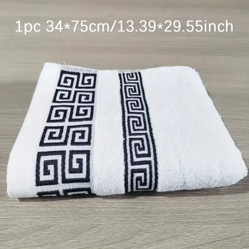 Pure Bath & Hand Towel with Greek Key Pattern MUVAYA
