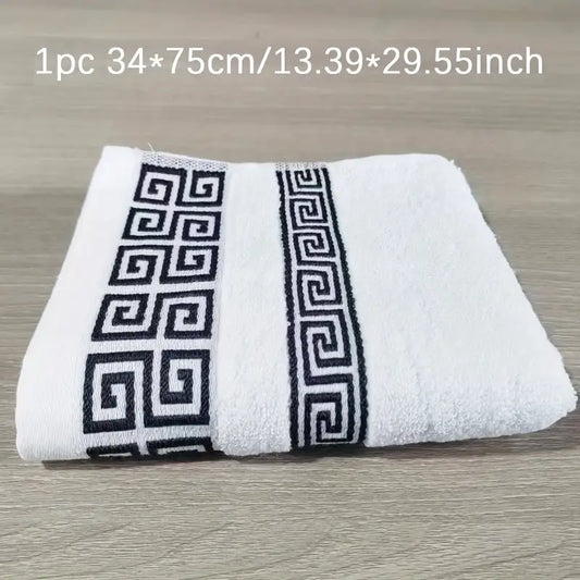 Pure Bath & Hand Towel with Greek Key Pattern MUVAYA