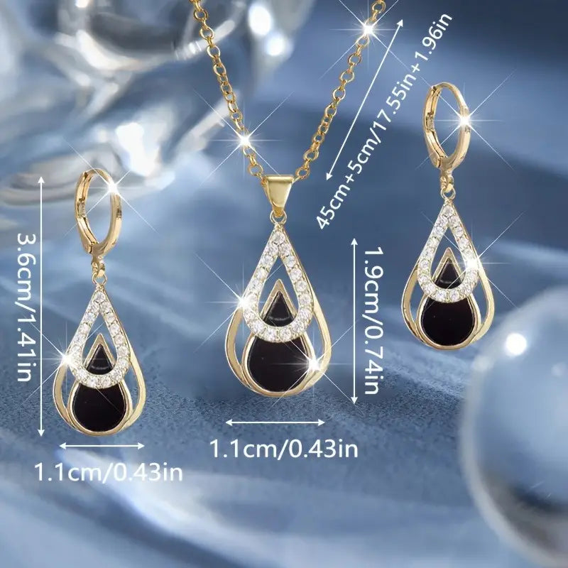 3pcs Elegant Luxury Teardrop Pendant Necklace and Earrings Set MUVAYA