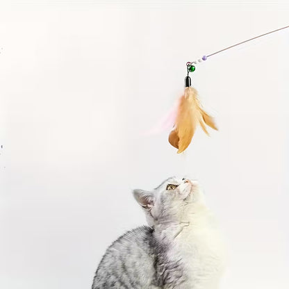 Interactive Cat Teasing Stick with Bells & Feather MUVAYA