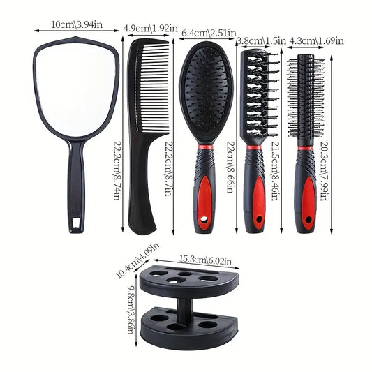 6pcs Mirror and Comb Set Hair Styling Combs MUVAYA