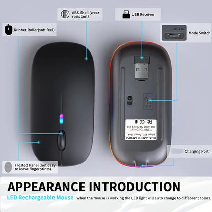 Wireless Gaming Mouse with Bluetooth 5.2 and USB-C Rechargeable Battery MUVAYA