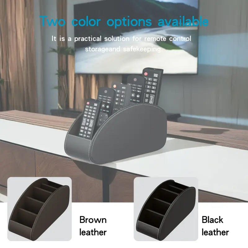 Black Faux Leather Remote Control Holder with 5 Compartments MUVAYA