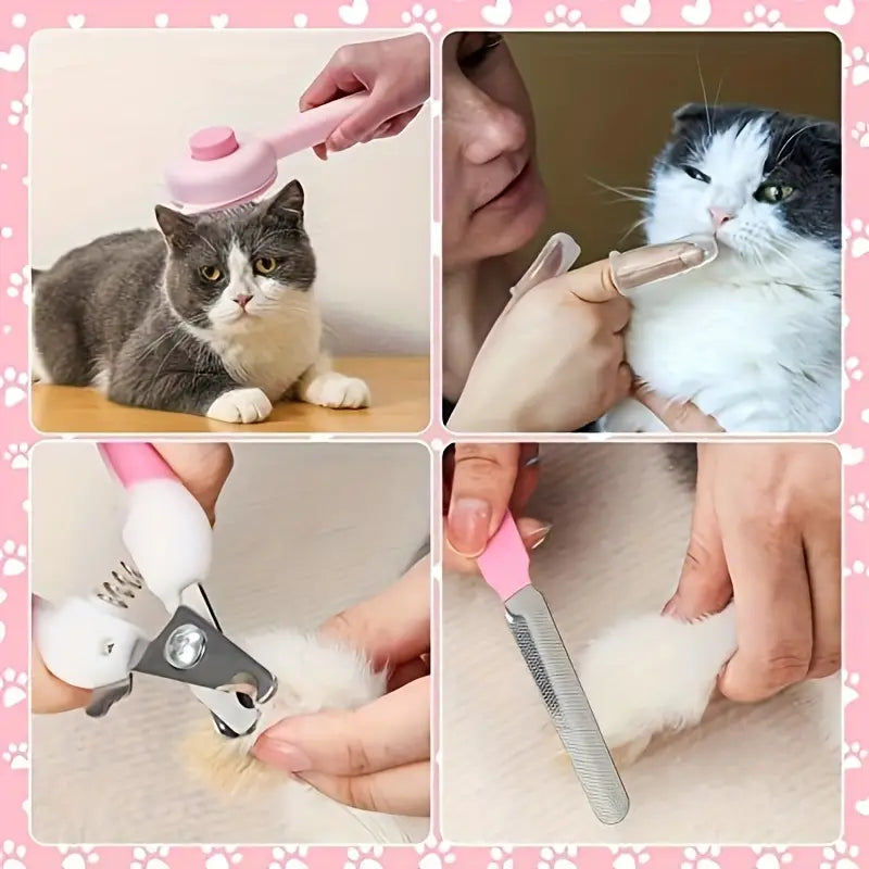 8pcs Cat Grooming Kit – Complete Pet Care Tools for Cats MUVAYA