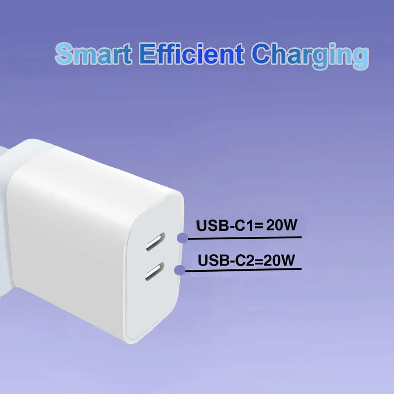 Super Fast Dual Port USB C Charger Block with Cable MUVAYA